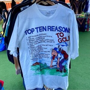 Vintage 1990's Men's Ten Top Reasons To Golf Funny Humor T-Shirt Size Large/XL